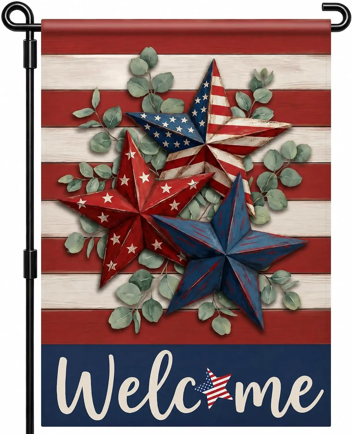 Patriotic Welcome Garden Flag 12x18 Double Sided 4th of July Stars Decor | Patriotic Welcome Garden Flag, Double-Sided Print llp