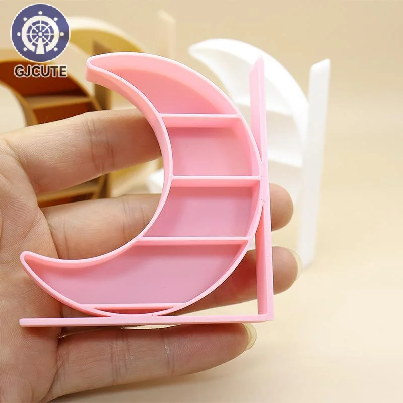 1:12 Dollhouse Miniature Moon Bookcase 4-layer Storage Rack Display Cabinet Showcase Model Decor Toy Doll House Accessories