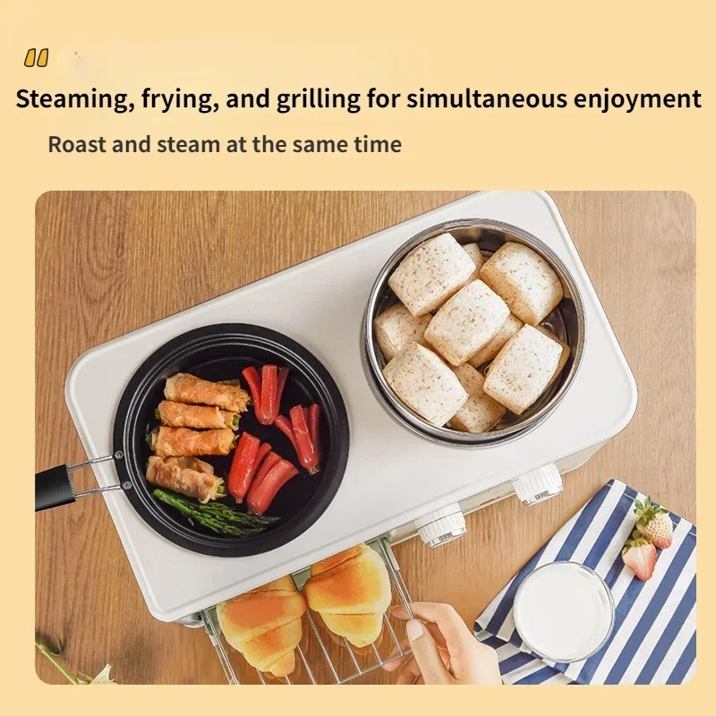 4-in-1 breakfast machine, household small oven, multifunctional steaming, boiling, frying and baking integrated pot