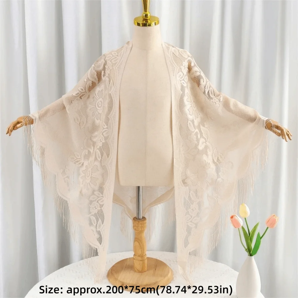 أزياء شرابة المرقعة تول وشاح جوفاء بلون مثلث وشاح تنفس اكسسوارات الحفلات مساء شال