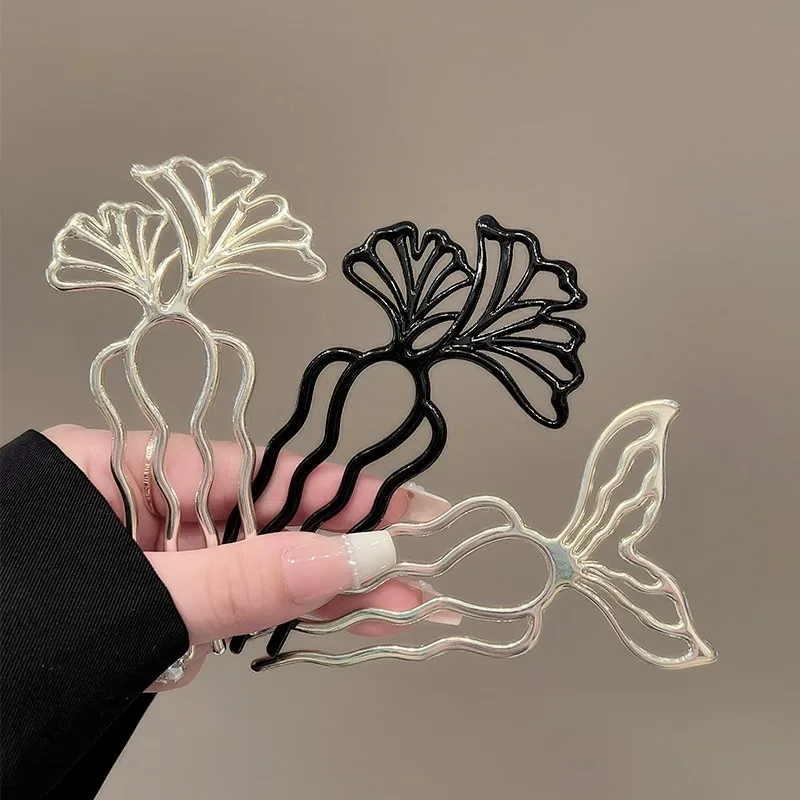 1pc Artistic Hair Forks Ginkgo Leaf Mermaid Tail Designs Unique Statement Hairpins Boho Vintage Everyday Chic Hairstyles Fashion