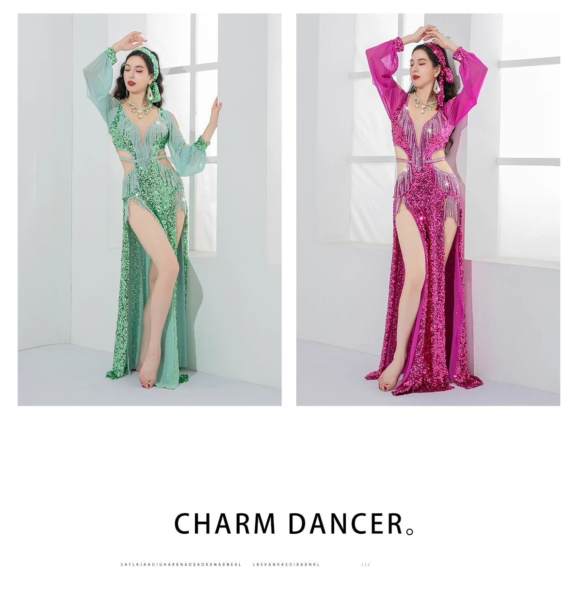 ملابس مسابقة الرقص الشرقي زي أداء الرقص الشرقي للنساء فستان فاخر خفيف مزين بالترتر وأحجار AB للبالغين