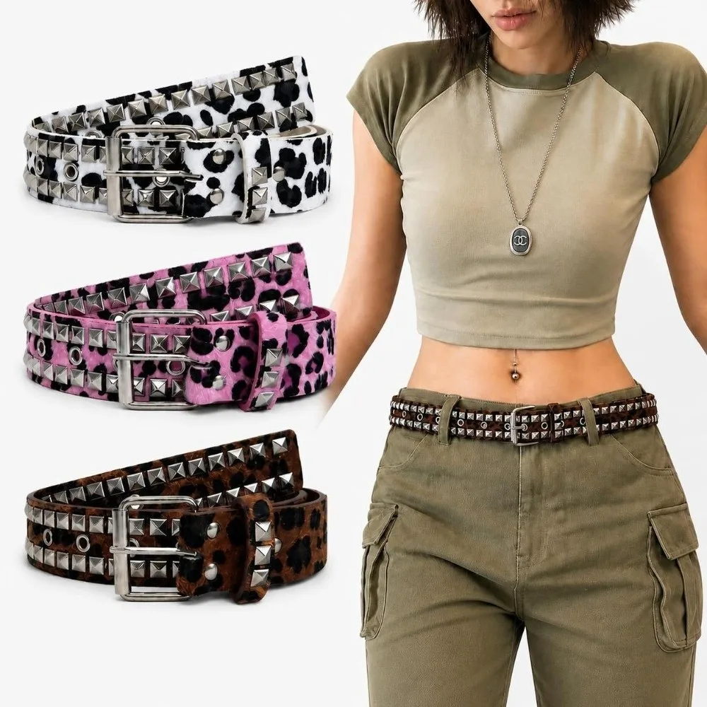 Casual Adjustable Studded Punk Belt Pin Buckle Spike Pyramid Spike Belt Studded Rock Style Belt For Women Men