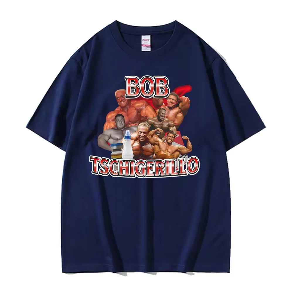 مضحك ميمي بوب Tschigerillo كمال الاجسام تجريب الجرافيك تي شيرت الرجال النساء خمر تي شيرتات قصيرة الاكمام عادية القطن تي شيرت
