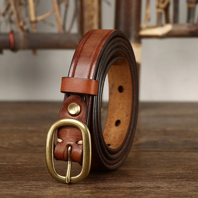 

New retro ins style belt for women, fashionable and versatile, genuine leather first layer cowhide jeans decorative thin belt