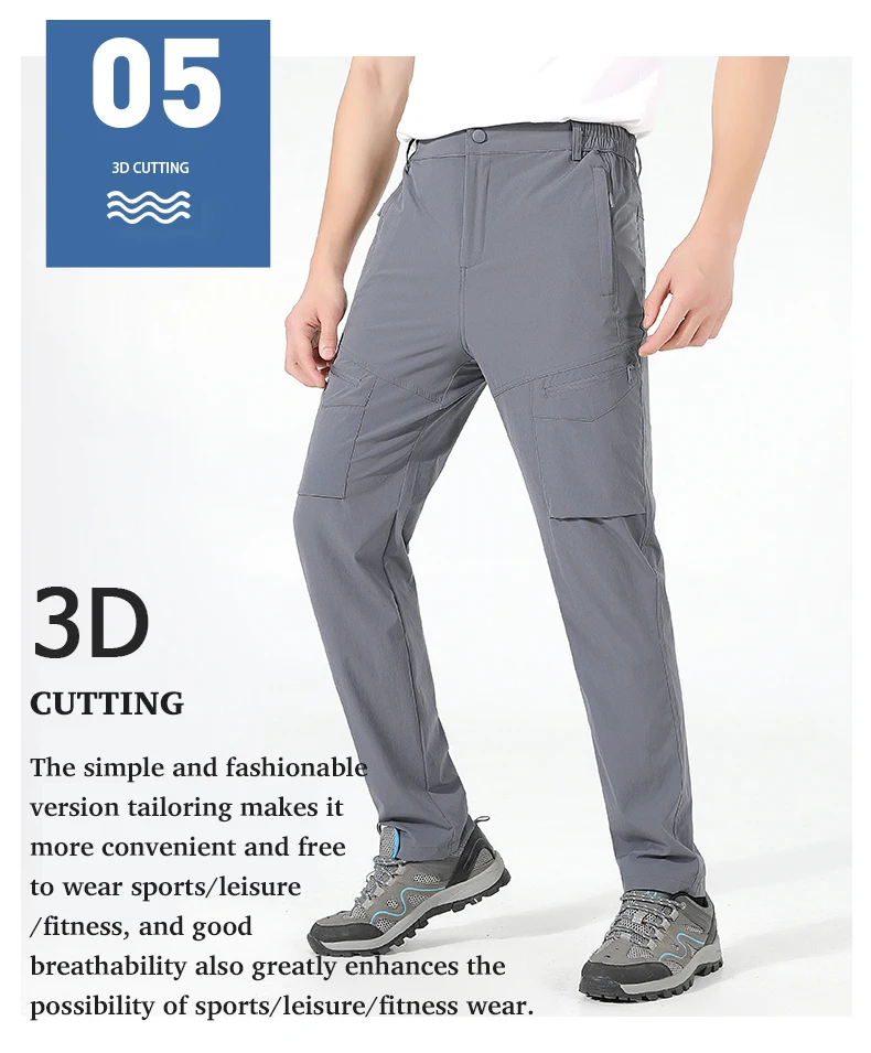EUMERGX Herren-Sommer-Wanderhose, schnell trocknende, wasserdichte Cargohose, Outdoor-Stretch-Berghose für Camping, Klettern – Detail 13
