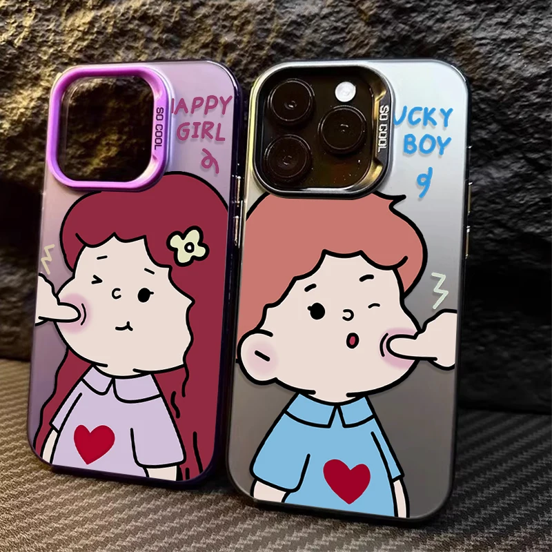 Cute Cartoon Couple Matte Case For Xiaomi Poco F6 X6 X5 X3 Pro F5 Pro M6 Mi 11 Lite 5G NE 14 13T 12T 11T Shockproof Bumper Cover