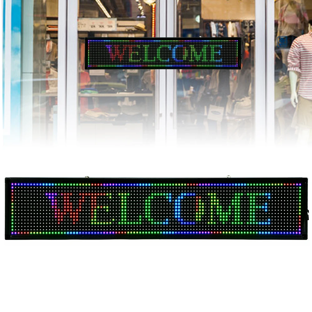 

LED Shop Sign Scrolling High-Brightness Custom LED Sign 40''x8'', WiFi Connected Full-Color Programmable Sign
