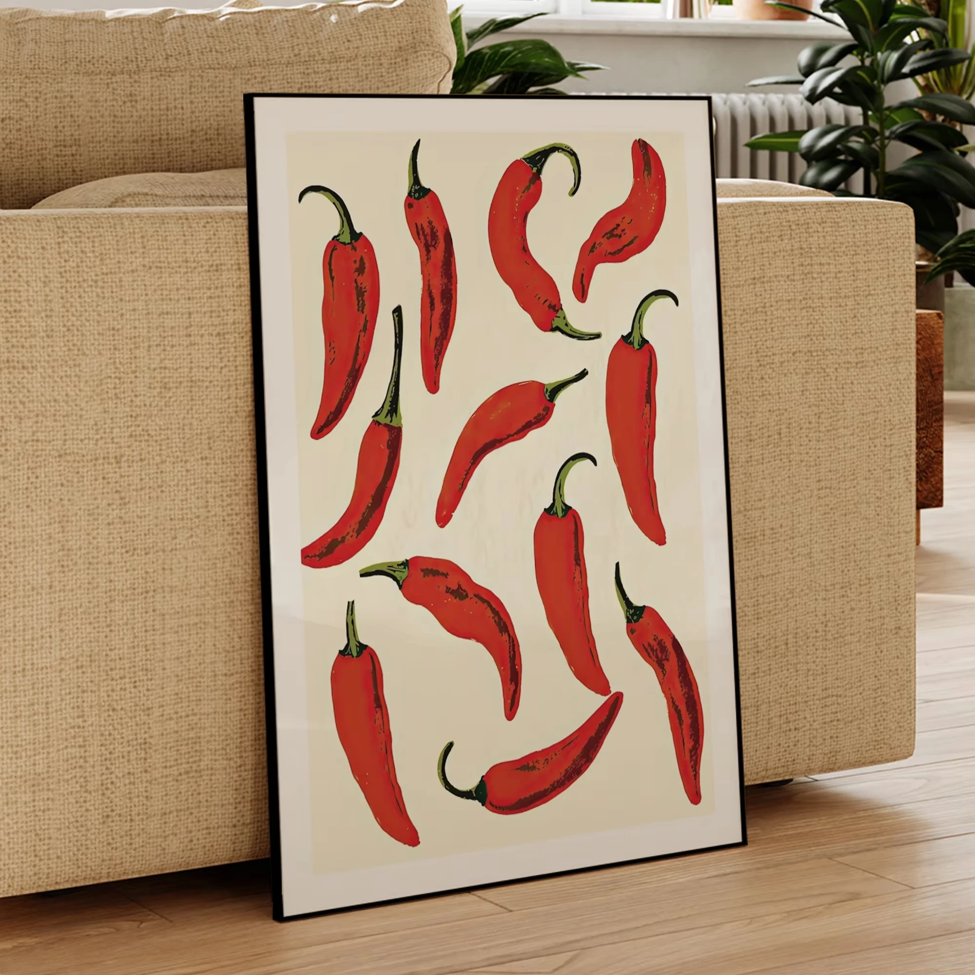 large size Fiery Pepper Wall Art Prints Canvas Painting Poster Picture For Living Kitchen Dining Room Home Decor, No Frame