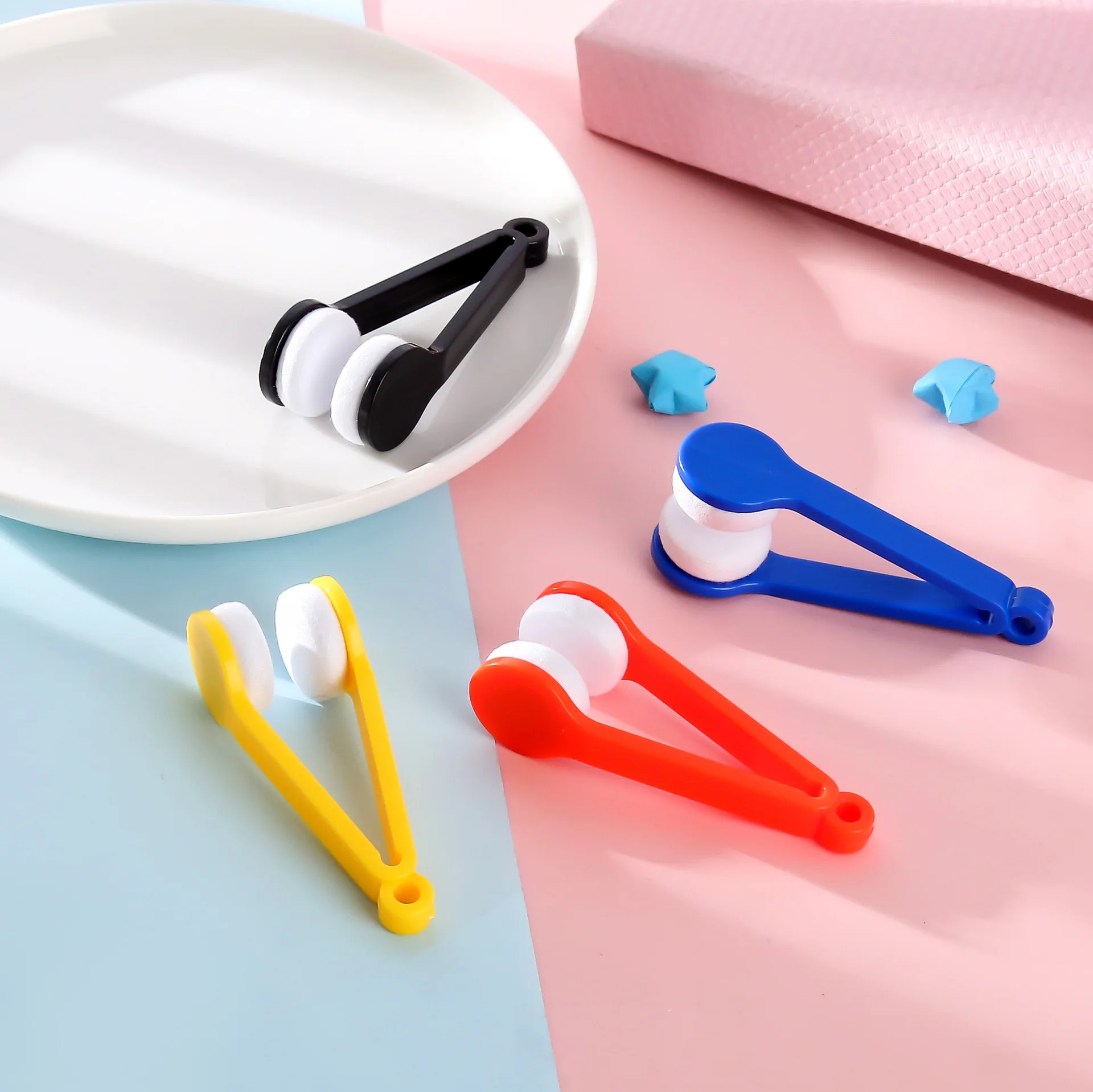 Mini Portable Glasses Cleaning Rub Eyeglass Sunglasses Multifunctional Glasses Cleaning Brush Microfiber Cleaner Clean Brushes