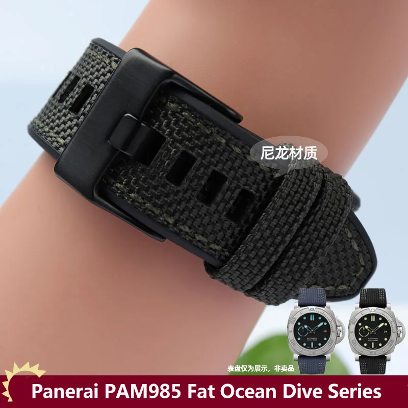 PAM985 High Guality Nylon WatchBand 24MM 26MM 28MM For Panerai Fat Sea Sneak Series Strap Sport Soft Men Accessories Green Black