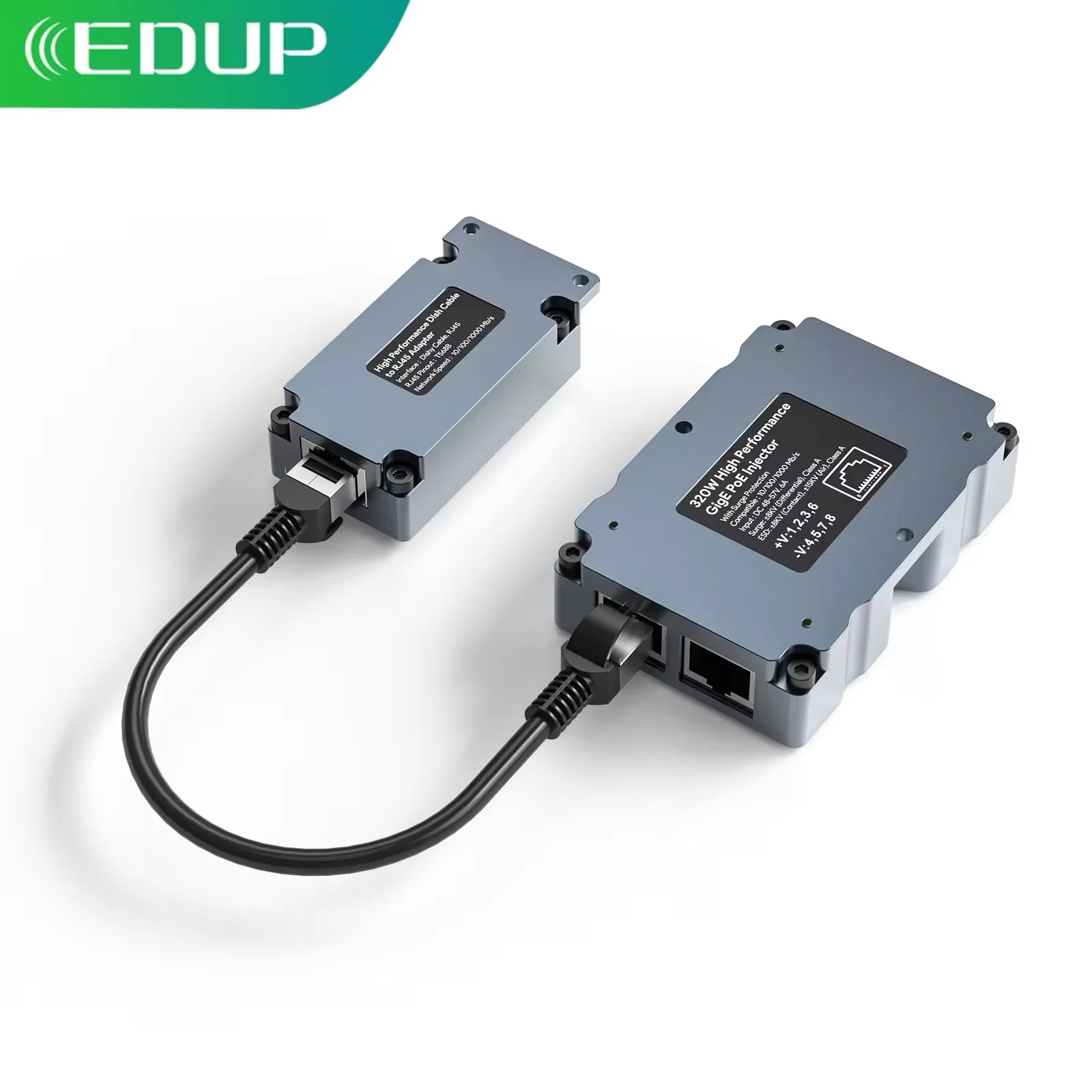 EDUP SK9603GS 320W Starlink High Performance Gigabit PoE Injector DC48V Dish to RJ45 Adapter Combo for Flat High Performance