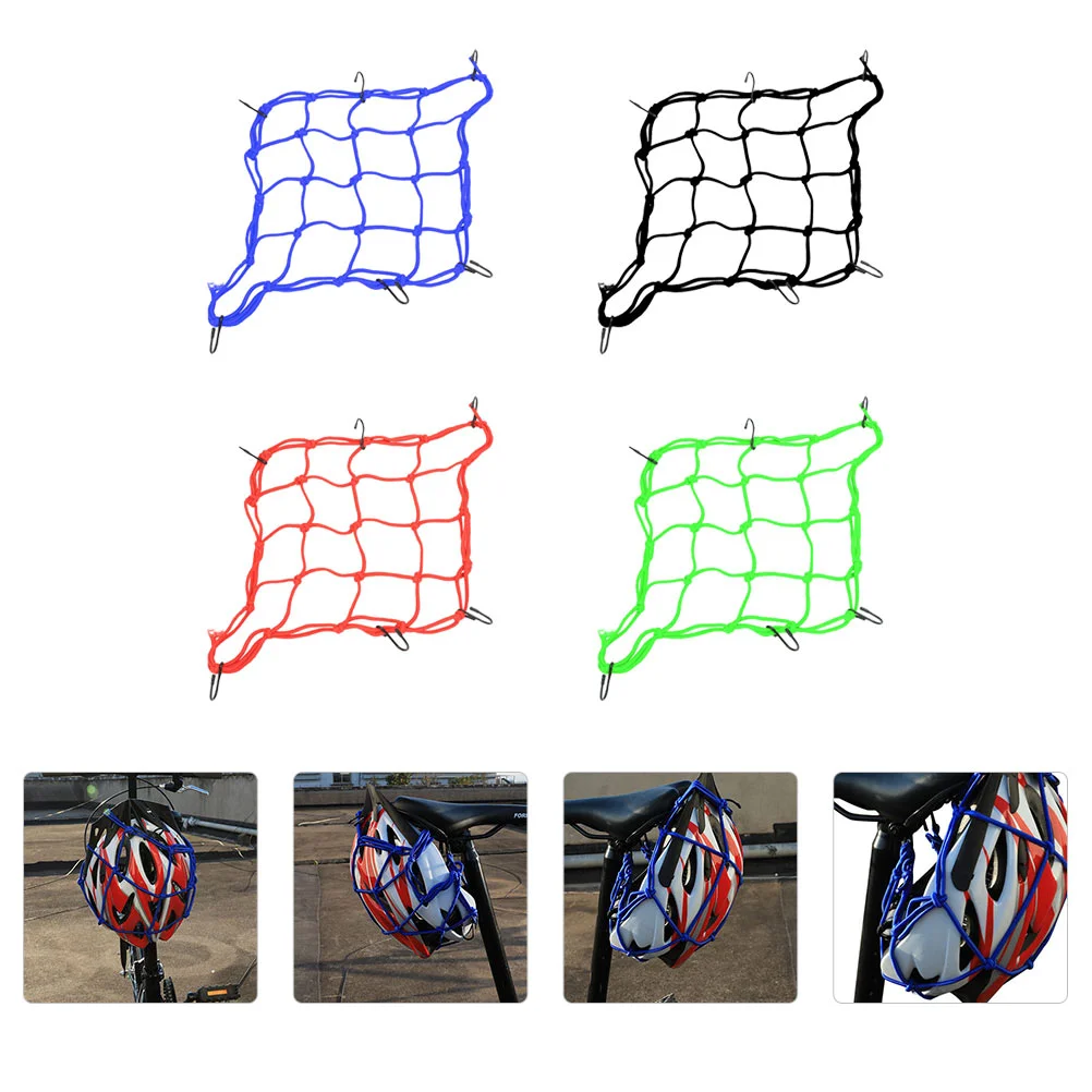 4 Pcs Luggage Net Cover Bike Rear Seat Electric Motorbike Stretch Motorcycle Cargo Fixed Mesh Elastic