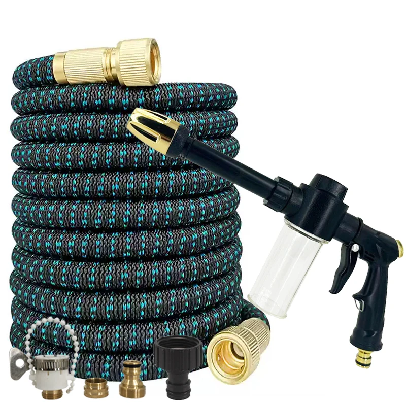 Expansion And Expansion Garden Hose 25-125FT, High-Pressure Foam Water Gun, Used For Outdoor Watering And Garden Irrigation