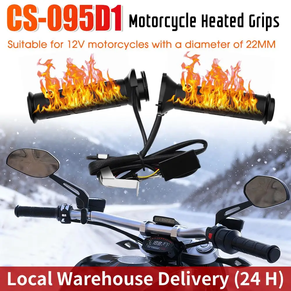 دراجة نارية اليد ساخنة القبضات الكهربائية مصبوب القبضات سكوتر الدراجة بار جهاز تدفئة محمول 22 مللي متر موتوكروس فيسبا قابل للتعديل قبضة ساخنة مقبض #1