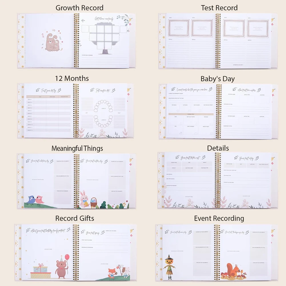 Baby Memory Book Scrapbook Photo Album Pregnancy Diary Cute Animal Keepsake Record Growth Journal Hand Account Easy To Use D