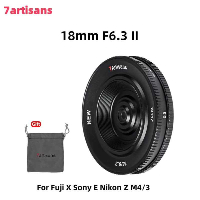 

Ультратонкий объектив 7artisans 18 мм F6.3 Mark II APS-C с ручным управлением для Canon EF-M Sony E ZVE10 Fujifilm FX Nikon Z Micro 4/3