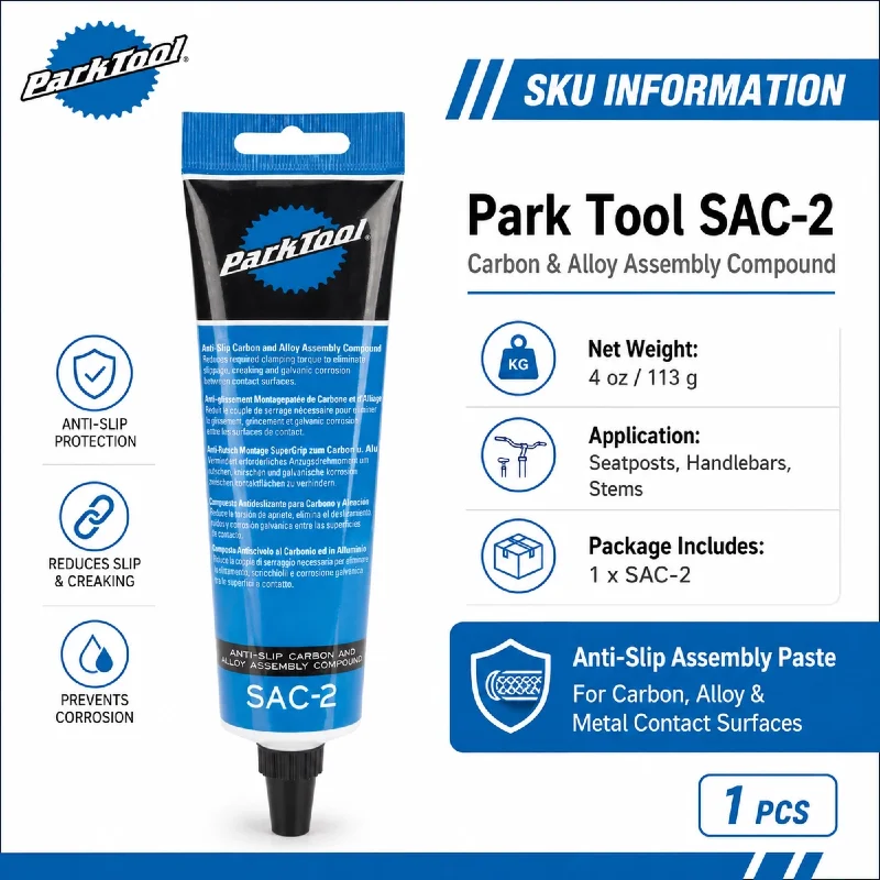 Park Tool SAC-2 ASC-1 SuperGrip Carbon & Alloy Assembly Compound Anti-Slip Paste for Bike Seatpost