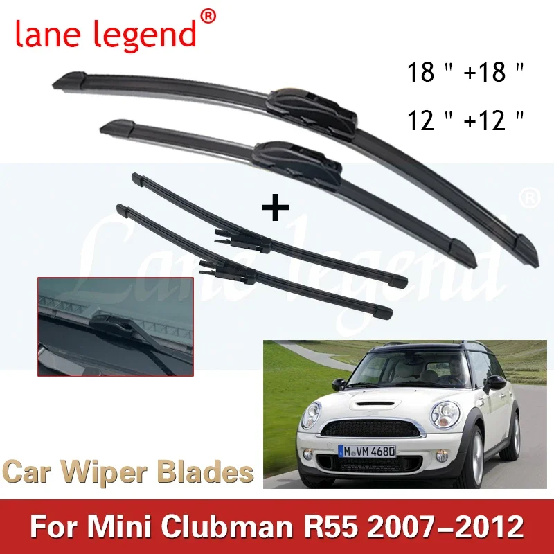 

Wiper Front & Rear Wiper Blades Set Kit For Mini Clubman R55 2007 2008 2009 2010 2011 2012 Windshield Windscreen Rear Window