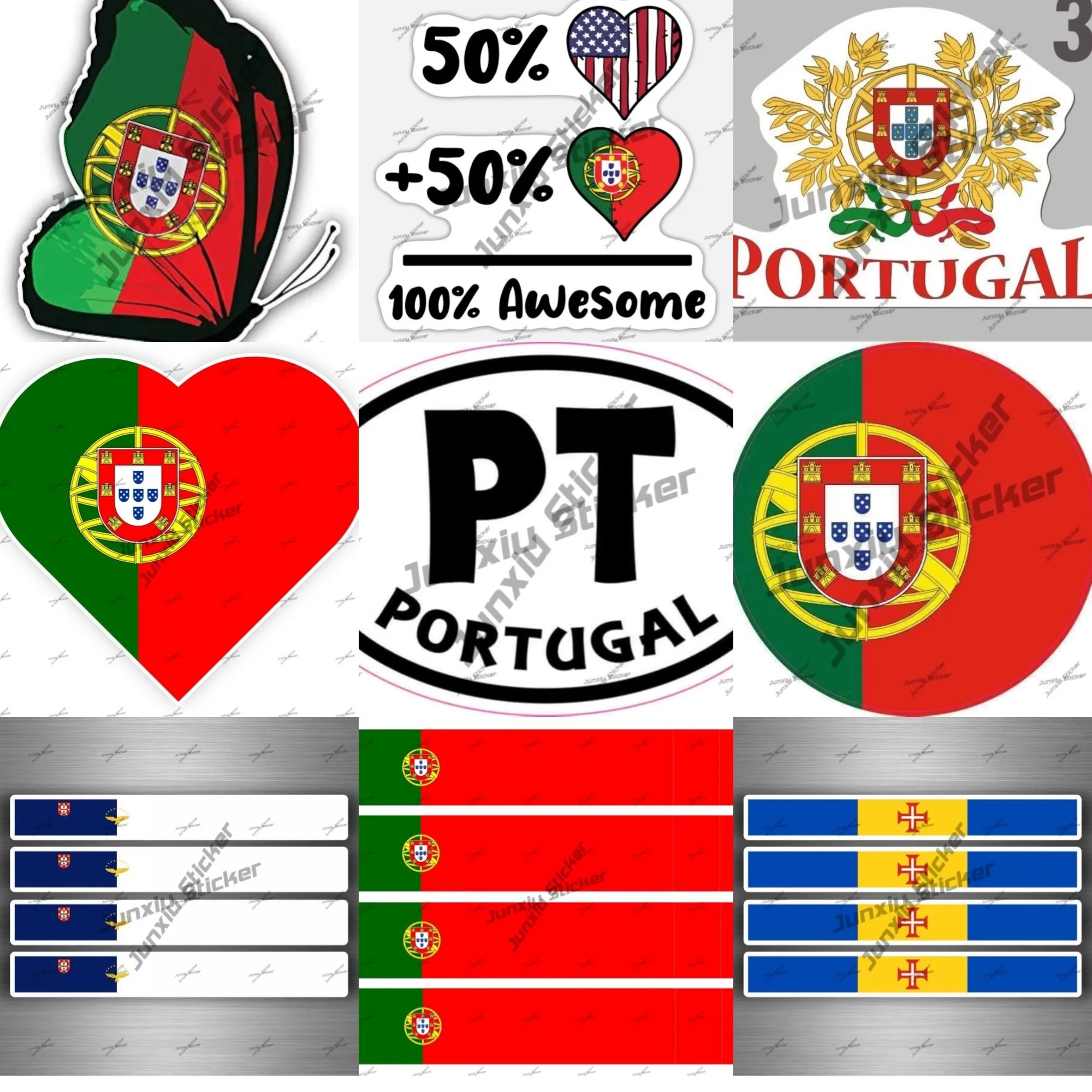 

Azores Madeira Portugal Stripe Flag Sticker Portuguese Pt Country Code Oval With Flag Sticker Bumper Laptop Decal Accessory