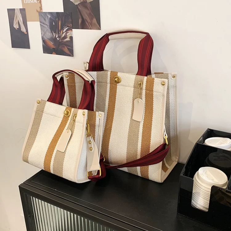 Tote Bag Bolsa Feminina New Canvas Striped Handbag Broadband One Shoulder Crossbody Bags for Women Wholesale Free Shipping