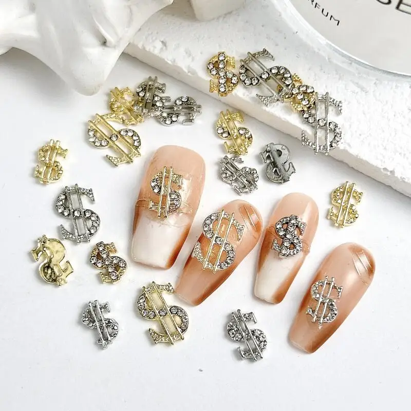 10 قطعة جديد الإبداعية سبائك الدولارات مسمار السحر مقلد العملة أحجار الراين الصغيرة مطعمة مسمار الفن زينة DIY بها بنفسك الأظافر أجزاء