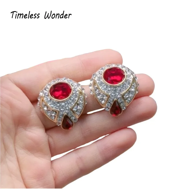 

Timeless Wonder Fancy Rhinestone Geo Stud Earrings for Women Designer Jewelry Punk Runway Luxury Goth Top Rare Sweet 1463