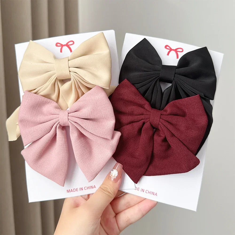 

2PCS/set Sweet Solid Color Grosgrain Ribbon Boutique Hair Bows Clips for Girls Hairgrips Headwear Kids Handmade Hair Accessories