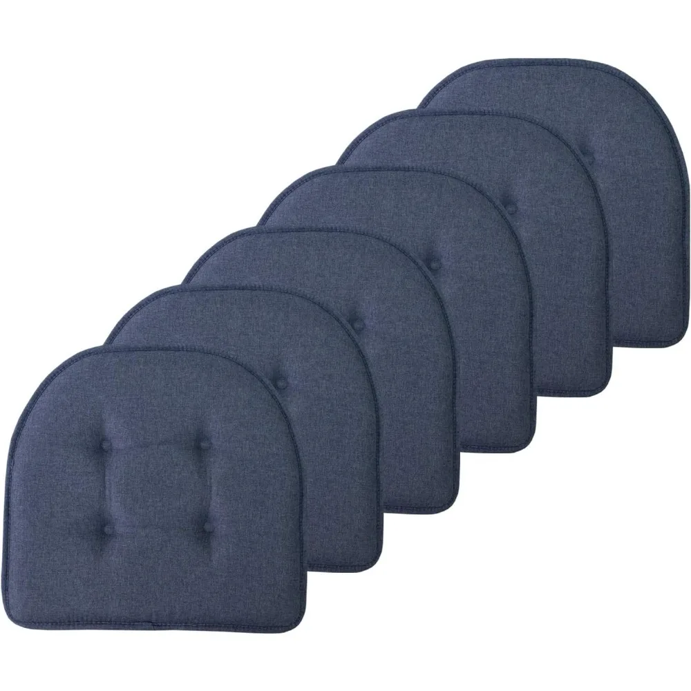 

Denim U-Shaped Memory Foam Chair Cushions with Non-Slip Rubber Backing, 17 x 16 Seat Covers, 6-Pack