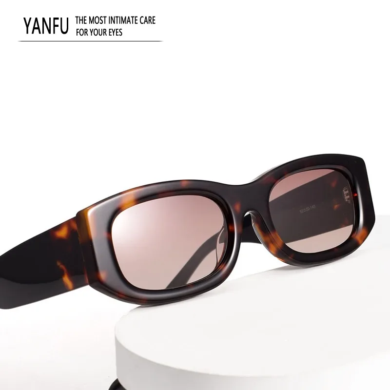 Thick Square Tortoise Vintage Brand Designer Sunglasses Acetate Fashion Handcraft for Men Women UV400 Glasses Outdoor Female