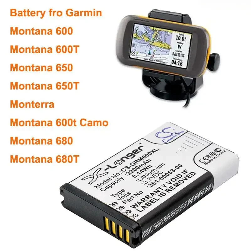 Cameron Sino 1800mAh/2200mAh Battery and Charger 361-00053-00 010-11599-00 for Garmin Montana 600, 600T, 650, 650T, 680, 680T