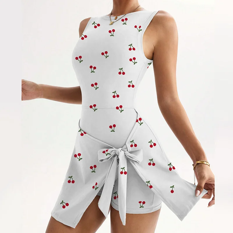 Quick-Dry Badminton Tennis Jumpsuit - Sleeveless Sculpting Back Yoga Shorts, Anti-Chafe Fitness Attire, Slimming Sports Wear