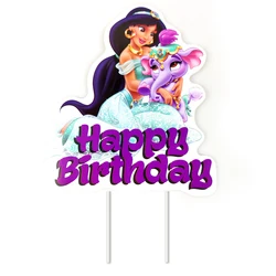 Jasmine Theme Girls Favors Cake Toppers Card Banner Flag Decorations Baby Shower Birthday Events Party Picks Supplies 1pcs/lot