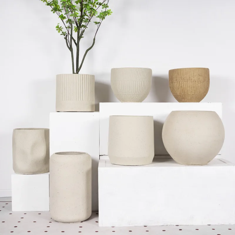 

Nordic magnesium mud large diameter flower pot modern art living room shopping mall indoor retro old king large floor flower pot