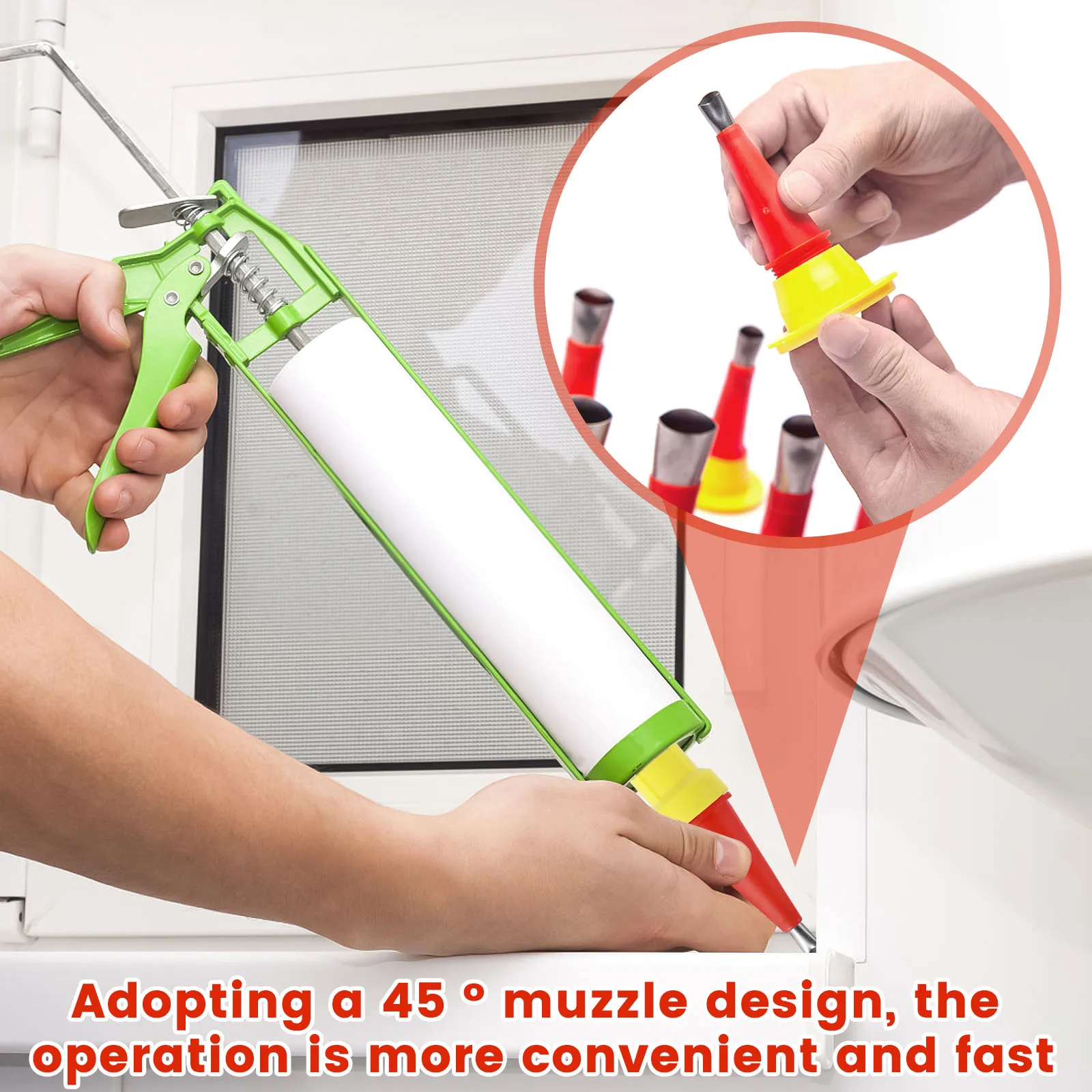 28/32Pcs Caulking Finisher Kit Caulking Nozzle Tips Tool Kit with Connector and Grout Scraper for Bathroom Kitchen Doors