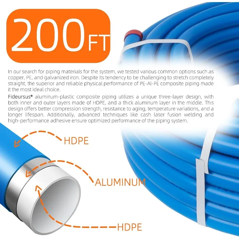 Compressed Air Piping System with 3/4 Inch ID x 200 feet HDPE Tubing & Aluminum Outlet Blocks