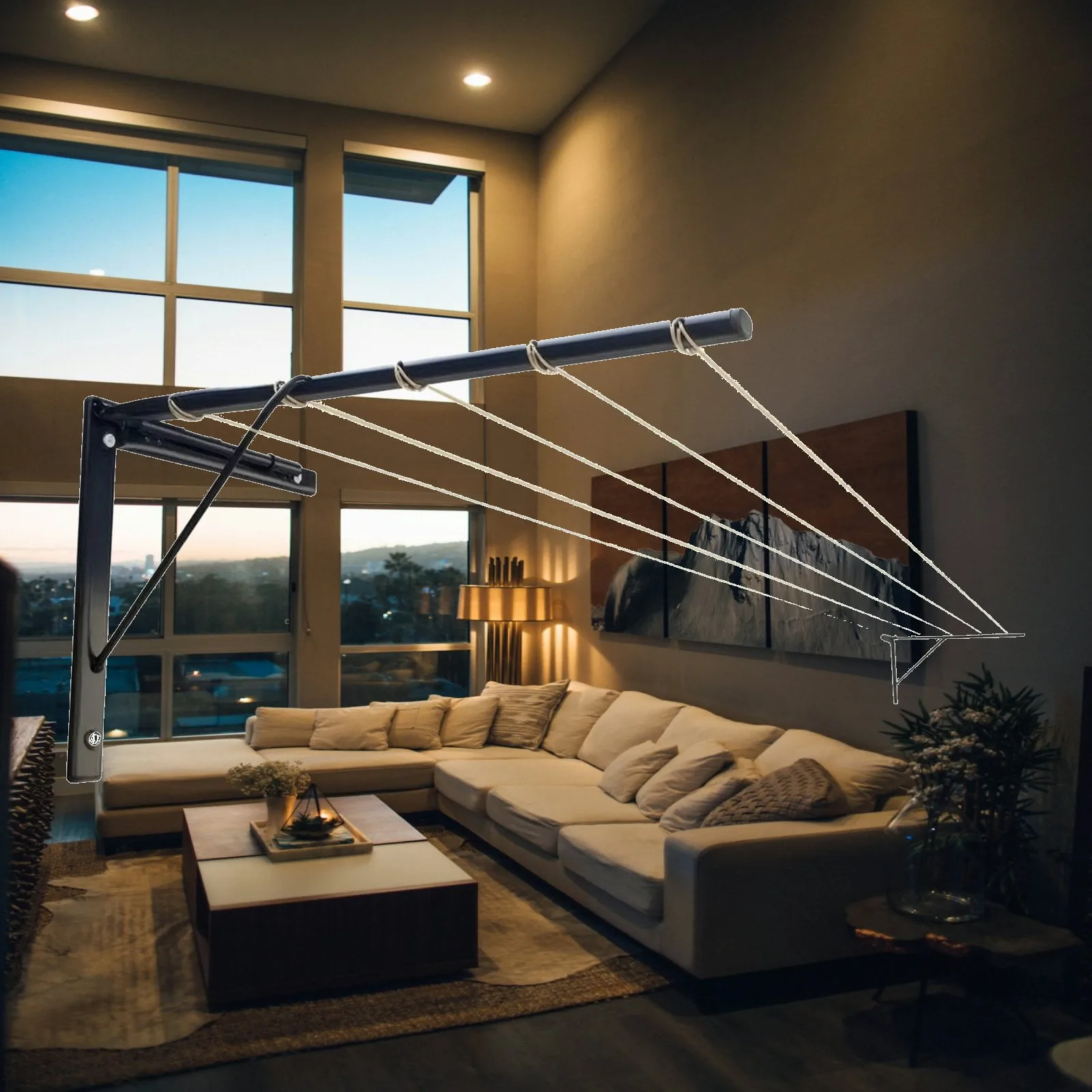 Retractable Clothes Drying Rack Foldable Folding Drying Rack Indoor Modern for Balcony, Bathroom