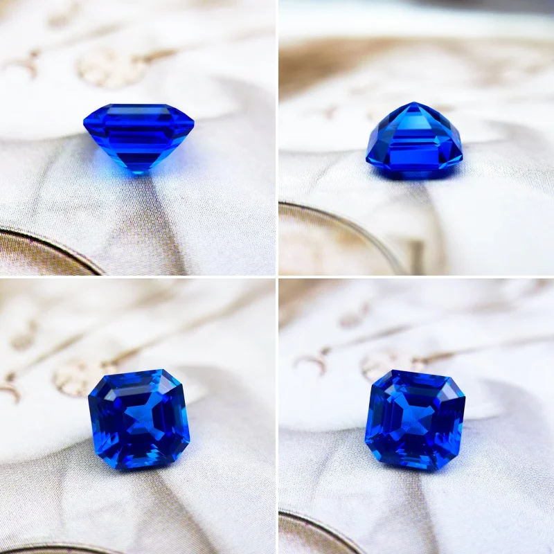 Laborgezüchteter Kobalt-Spinel in Asscher-Schliff, Blaue Farbe, Edelstein für DIY-Ring-, Halsketten- und Ohrringherstellung, Materialien wählbar, Zertifikat verfügbar – Detail 10