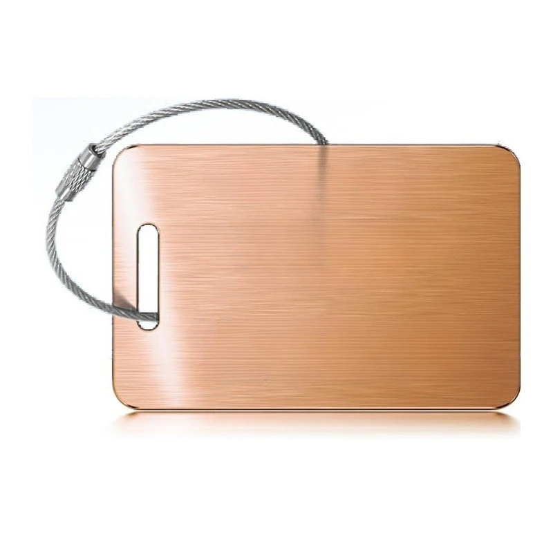 Porte-clés avec nom et numéro personnalisés, étiquette en acier inoxydable, pour sac à dos, bagages, Logo personnalisé Laser, anneau rectangulaire et carré