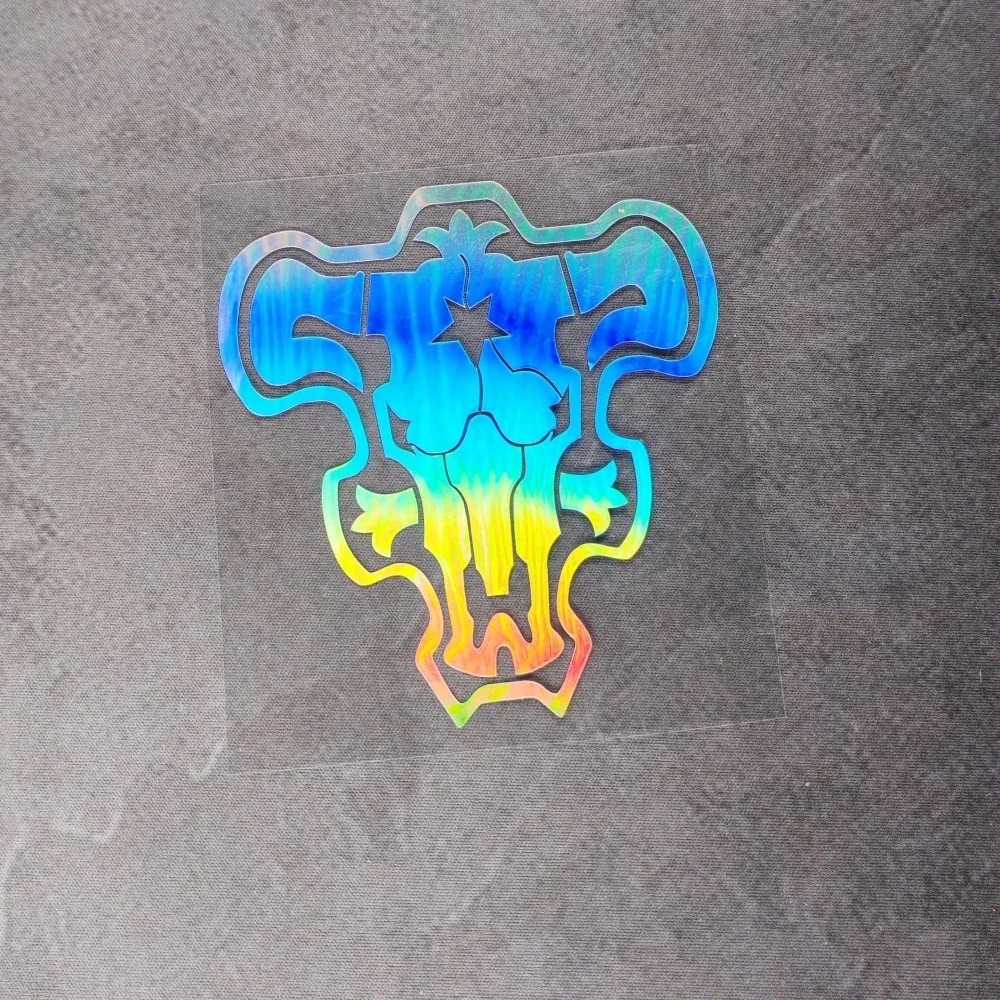 Black Clover Laser Holographic Reflective Vinyl Car Stickers Decals for Fuel Tank Cap Window Trunk Motorcycle Laptop