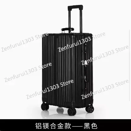 All-aluminum magnesium alloy retro boarding case, male and female students trolley case, all-metal suitcase, 24 inches