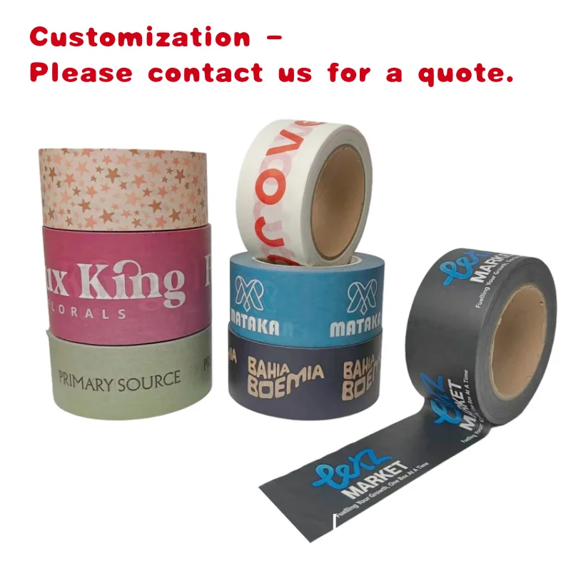 

на заказ. Индивидуальный дизайн, белая красочная самоклеящаяся лента из крафт-бумаги, акриловая клейкая упаковочная лента