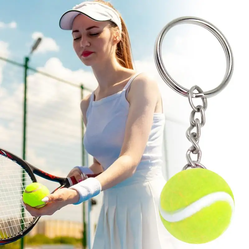 Key Chain Tennis Ball Metal Keychain Car Key Chain Key Ring Sport Chain Pendant Children Gifts Sport Ball Club Souvenir dropship