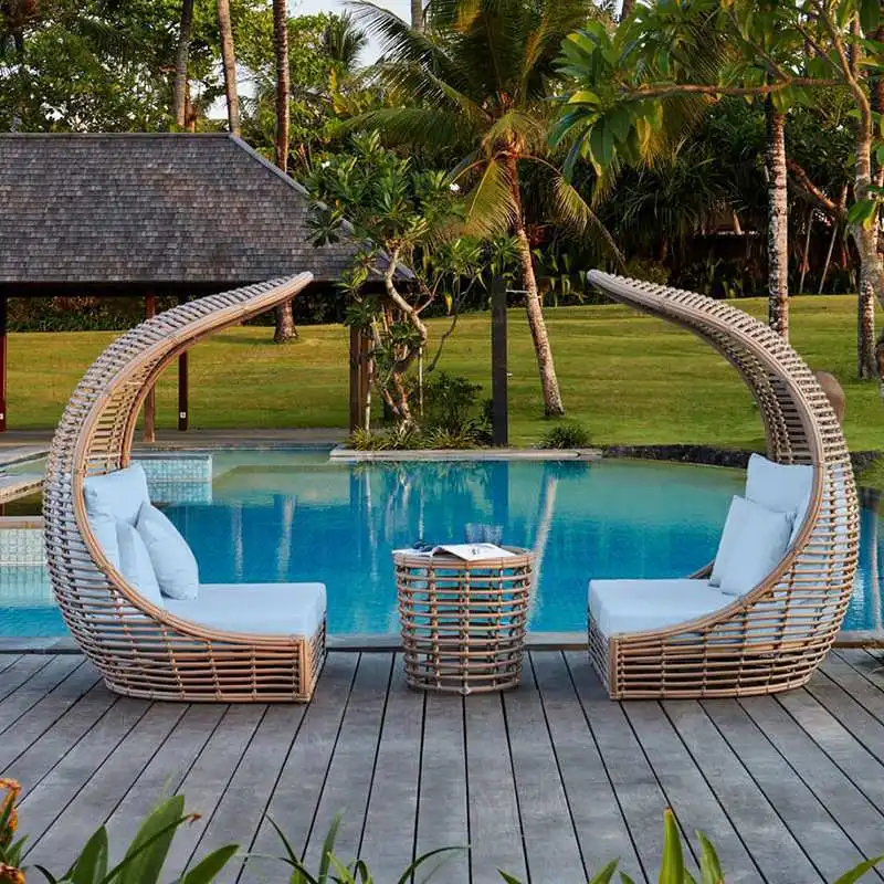 XZFN015 Outdoor Open-air Garden Bird's Nest Sofa Swimming Pool Nordic Outdoor Rattan Courtyard Outdoor Lounger Combination