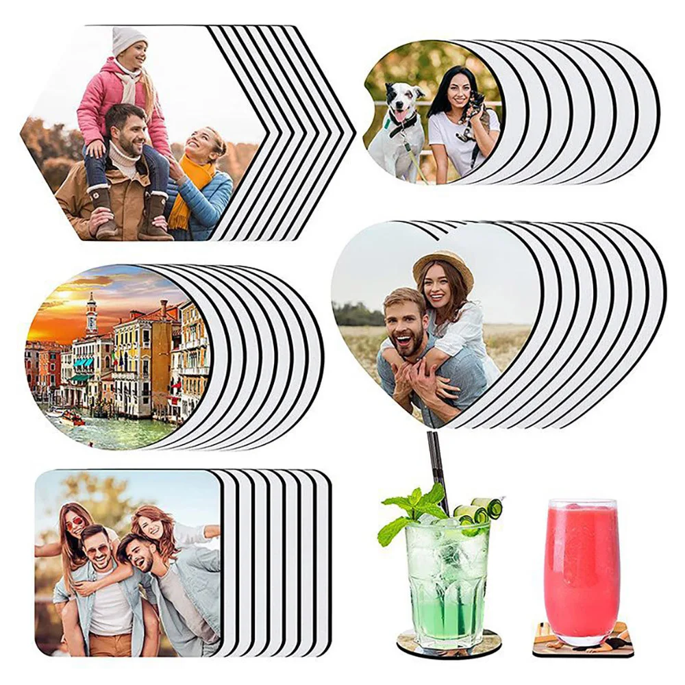 30PCS Sublimation Blanks Coaster  DIY Car Cup Holder Blank Cup Pad Mat for Crafts Printable Heat Press Products Customizable