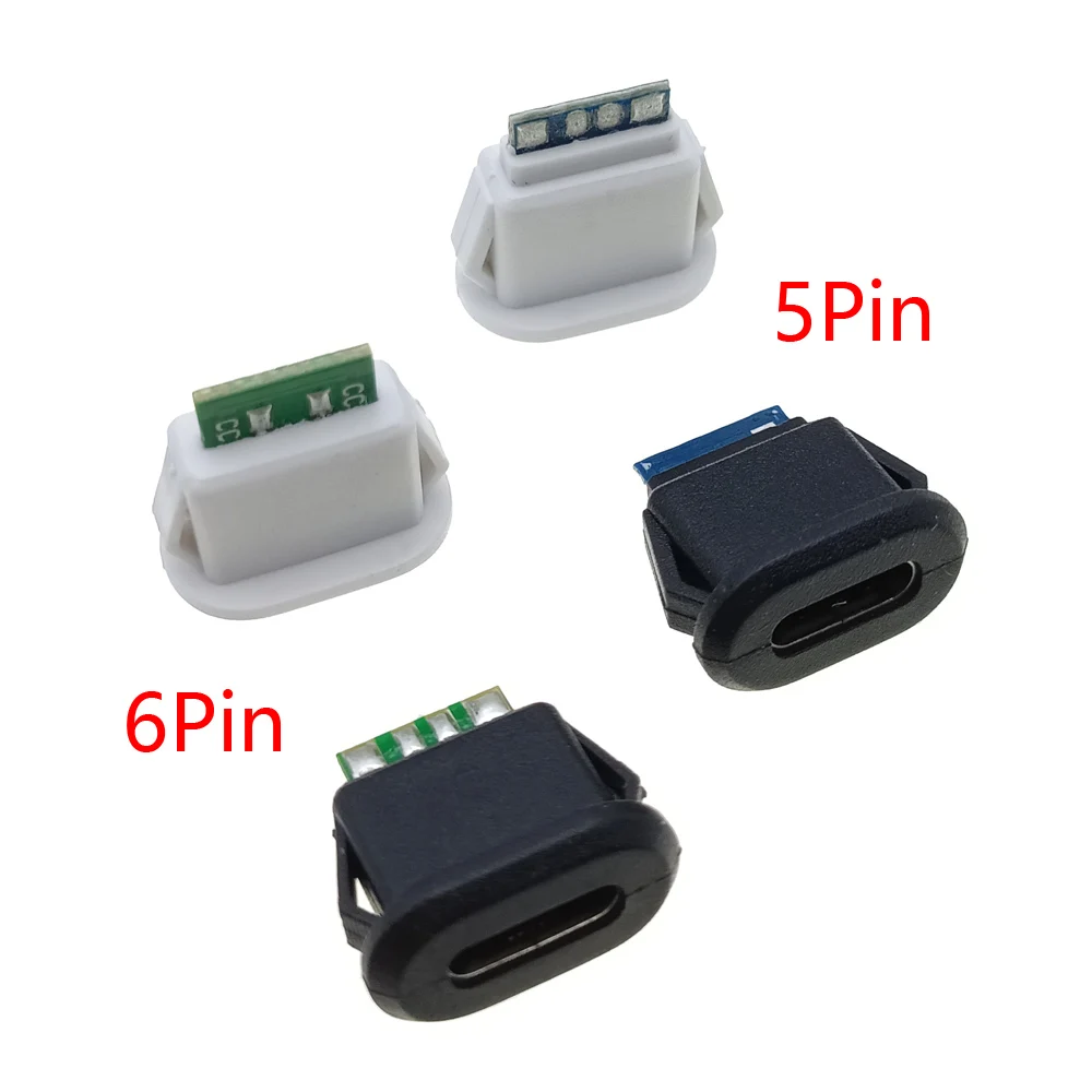 5Pin 6Pin USB-C Type Waterproof USB 5A Connector Direct Compression Female Base Socket Charging Interface Tail plug interface