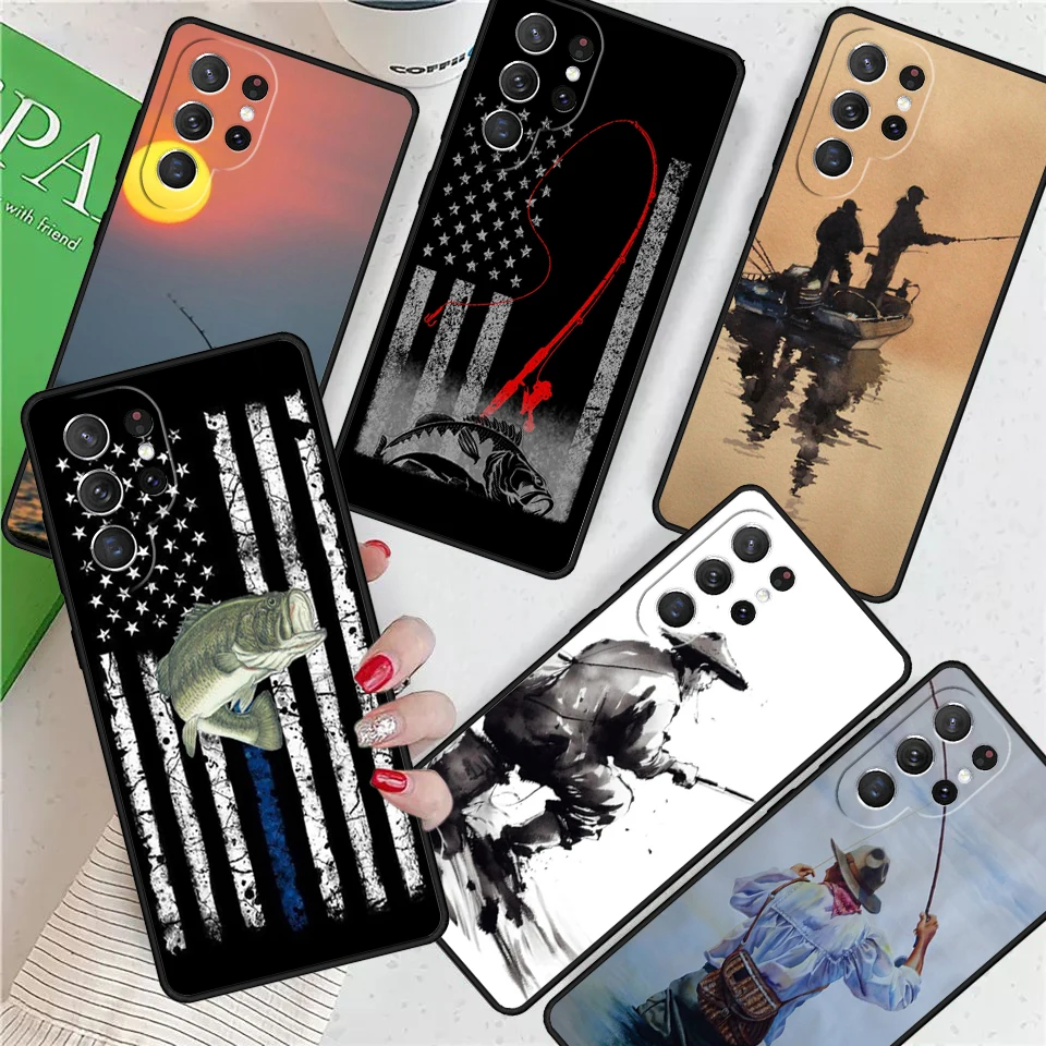 Fishing Fisherman For Samsung Galaxy S24 Ultra S21 S22 S8 S9 S10E Note 10 20 Plus FE S23 Phone case Cover Coque