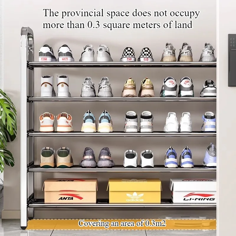 Stainless steel simple shoe rackmulti-layer household entrance saves space storage shoe cabinet dormitory rental house shoe rack
