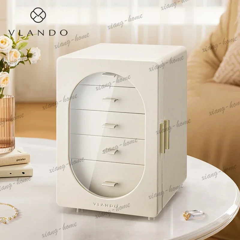 new exquisite large-capacity earrings, rings, jewelry storage box, anti-oxidation light luxury