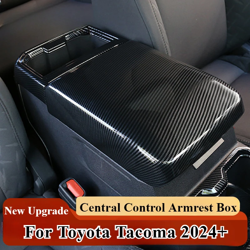 

Carbon Fiber Central Control Armrest Box Cover For Toyota Tacoma 2024 2025 Armrest Box Full Protective Cover